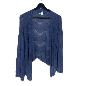 Sundance Dark Blue Loose Knit Open Front Linen Blend Cardigan XS